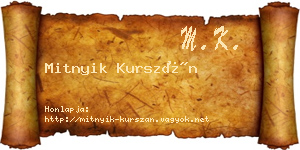 Mitnyik Kurszán névjegykártya